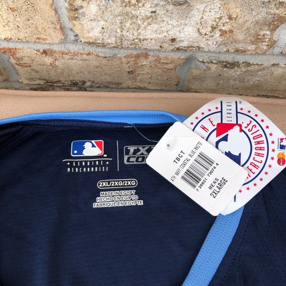Genuine Merchandise Men's Navy White Tampa Bay Rays Pull On Baseball Jersey 2XL - Picture 8 of 12